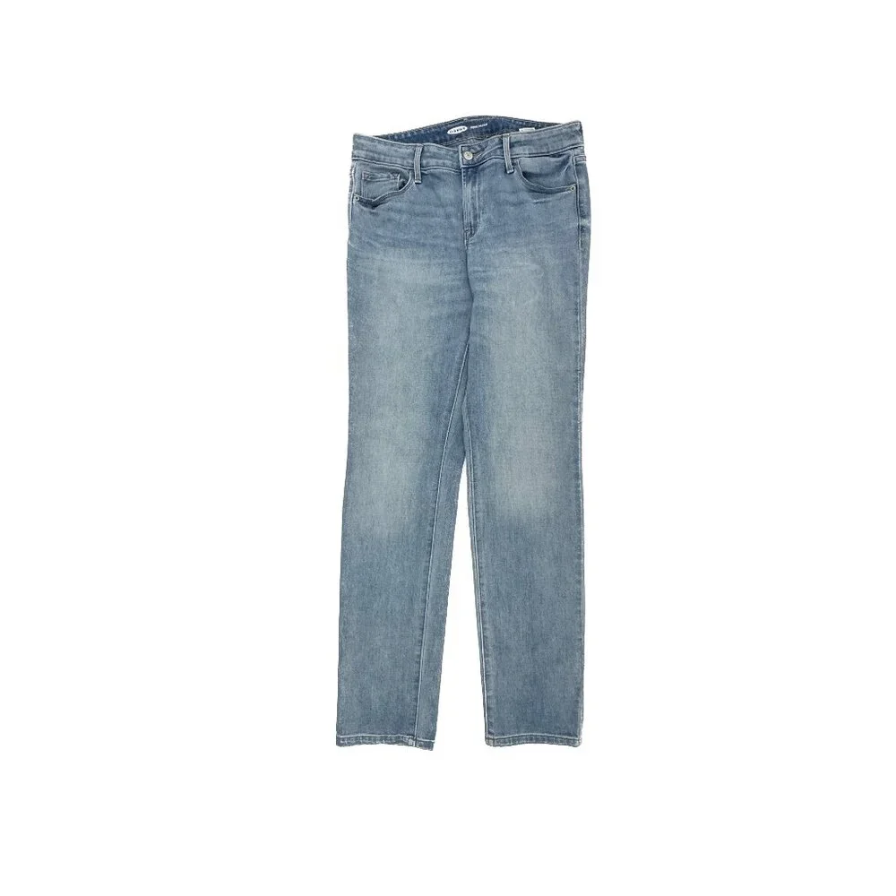 Old Navy Power Straight Women's size 6 Long‎ Medium Wash Blue Denim Jeans